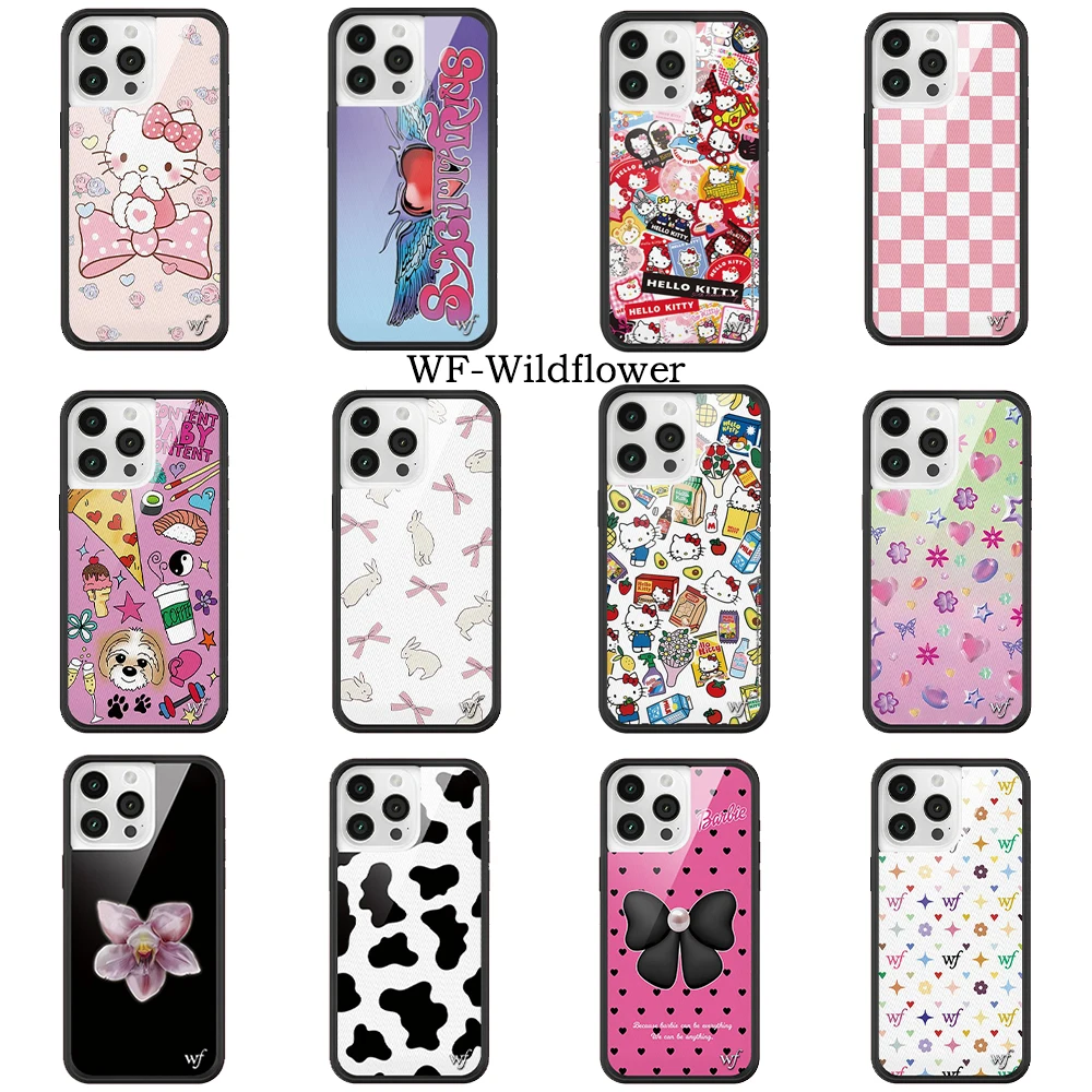 

Wildflower 3D Girl Hello Kitty Barbie Phone Case for iPhone 15 14 13 Pro Max Luxury WF Flower Shockproof Protective Cover Funda