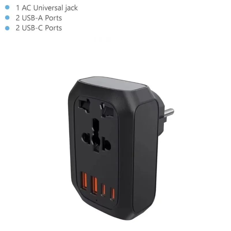 

Universal EU Travel Plug Adapter with 2 USB 2 Type C Charger for Most EU & USA Including Germany France Spain