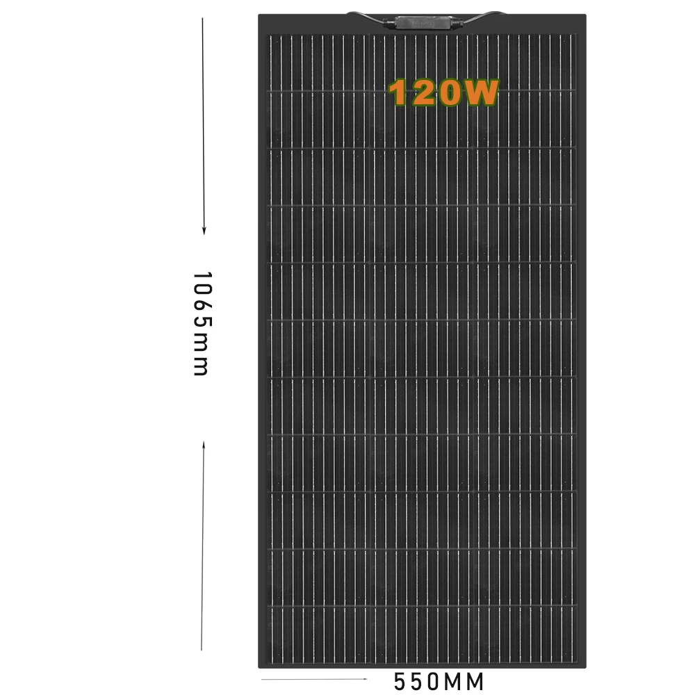 Imagem -03 - Kit Painel Solar para Carro rv Barco Home Carga da Bateria Célula Monocristalina Painéis pv Flexíveis 12x120w 12v 24v Solar Panel Kit Module