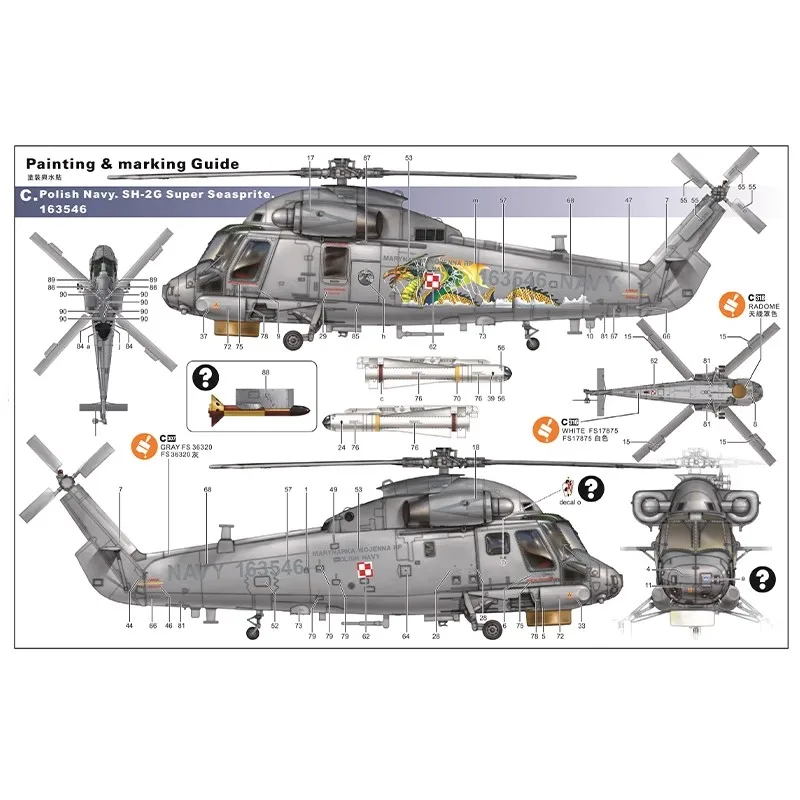 1/48 Kitty Hawk Model Assemblage Vliegtuigen US SH-2G "Sea Demon" Carrier gebaseerd Helikopter Model Ongekleurd Aangepast Speelgoed Verjaardagscadeau