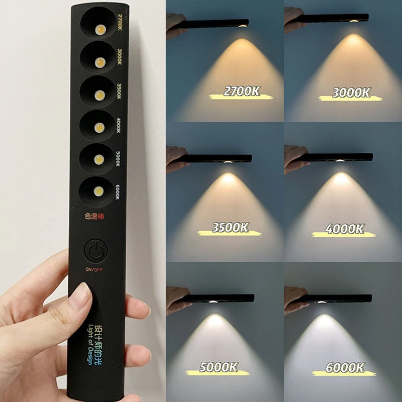 6 Modes Color Temperature Lamp Ick Rechargeable 2700KK6000K Photography Light Wand Light Tester Tool A