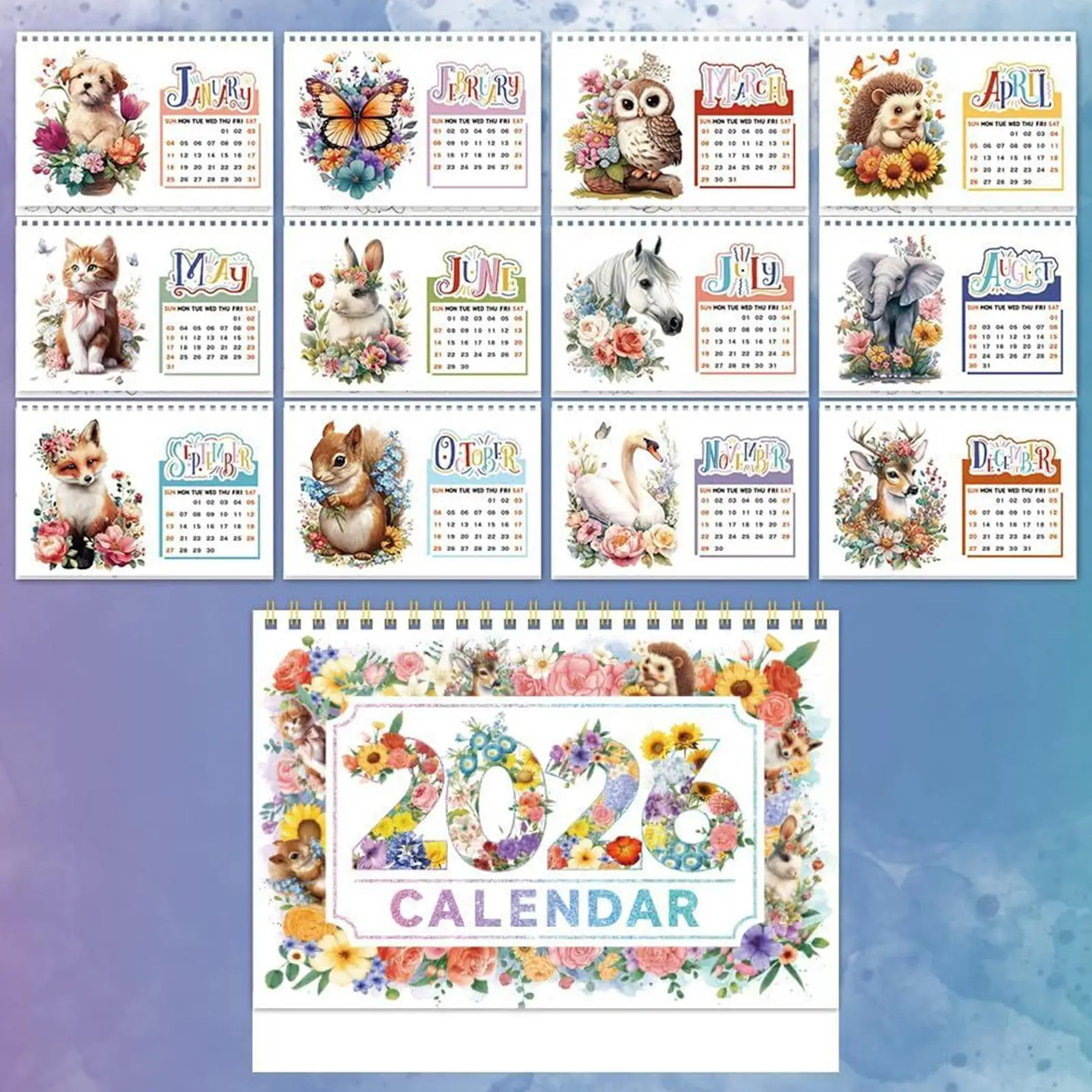 

Календарь на 2026 год, еженедельный, ежедневный, ежемесячный, живопись со стразами, 2026 настольные календари для академических встреч, домашнего офиса, школы