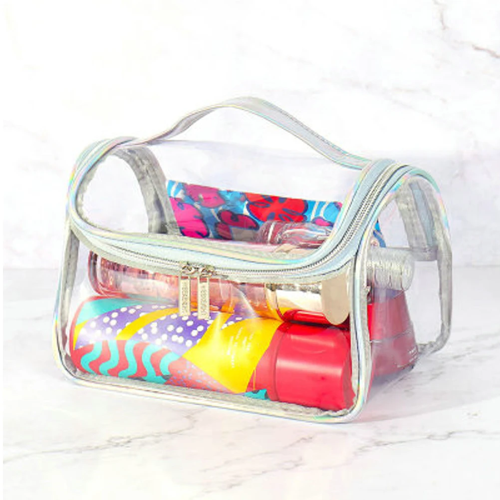 

Portable Makeup Bag High Capacity Travel Organizer Storage Outdoor Fitness Zipper Transparent Design Long Term Use