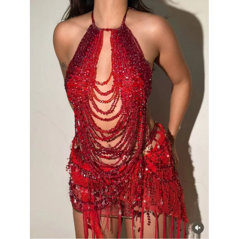 Chest Chain Sexy Bikini Bra Chain birthday Party Dance Hot  totally hand-made Girl Camisole Women's Body Chain Bra