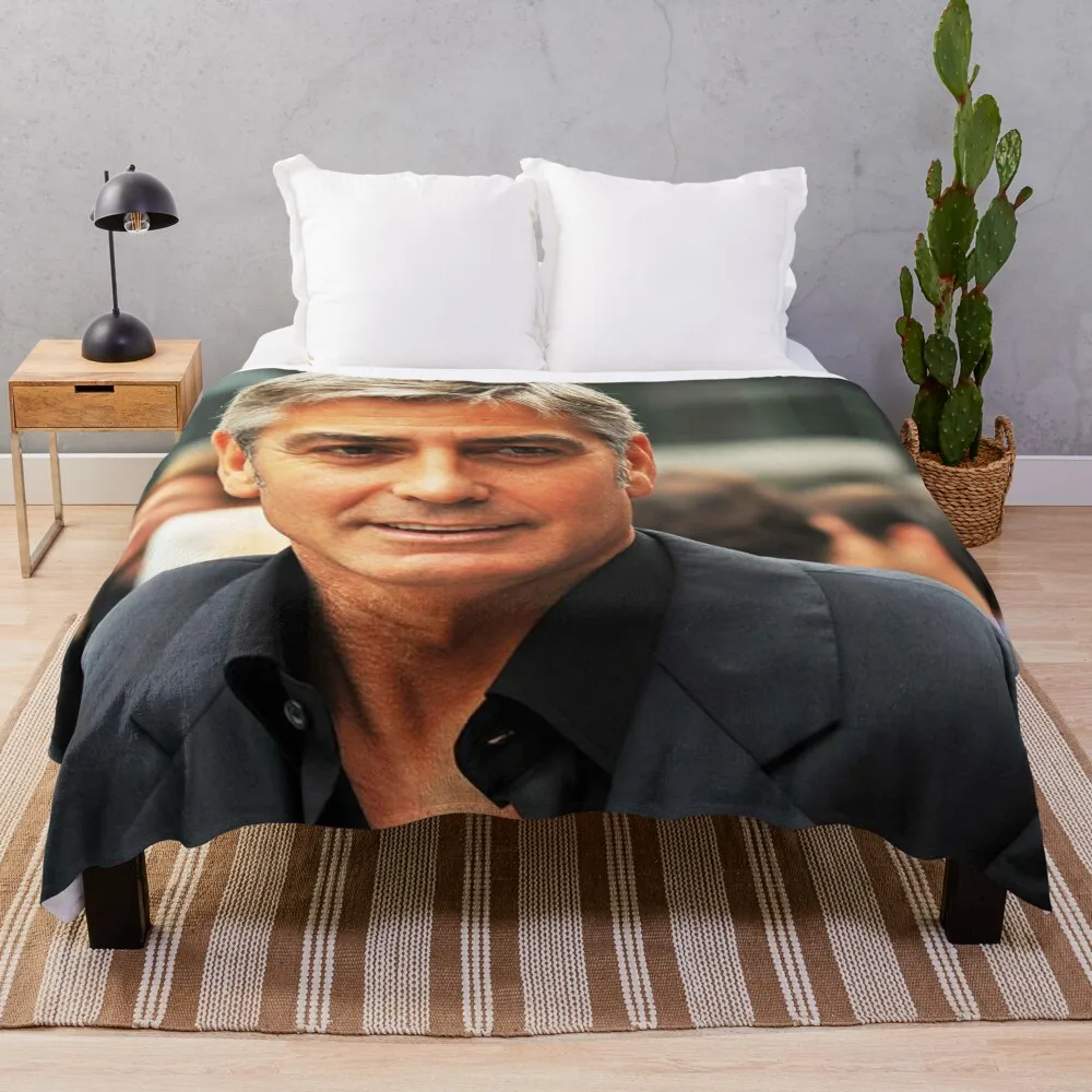 George Clooney Photo Art Throw Blanket Polar blanket Sofas