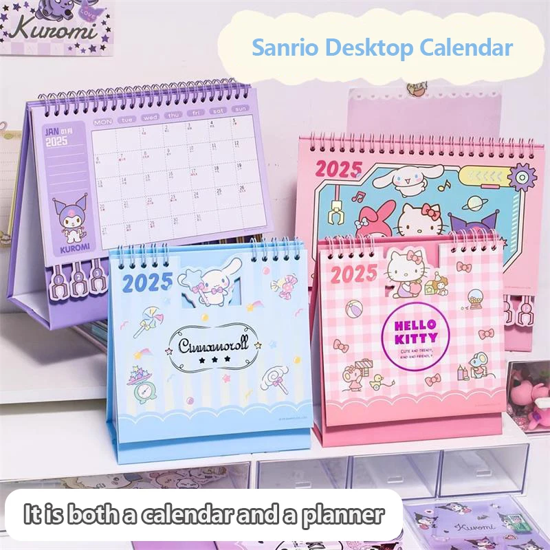 2025 Table Calendars Cartoon Cute Sanrio Monthly Calendar Sweet Desktop Ornaments Creative Study Planner Agenda Books Kids Gifts