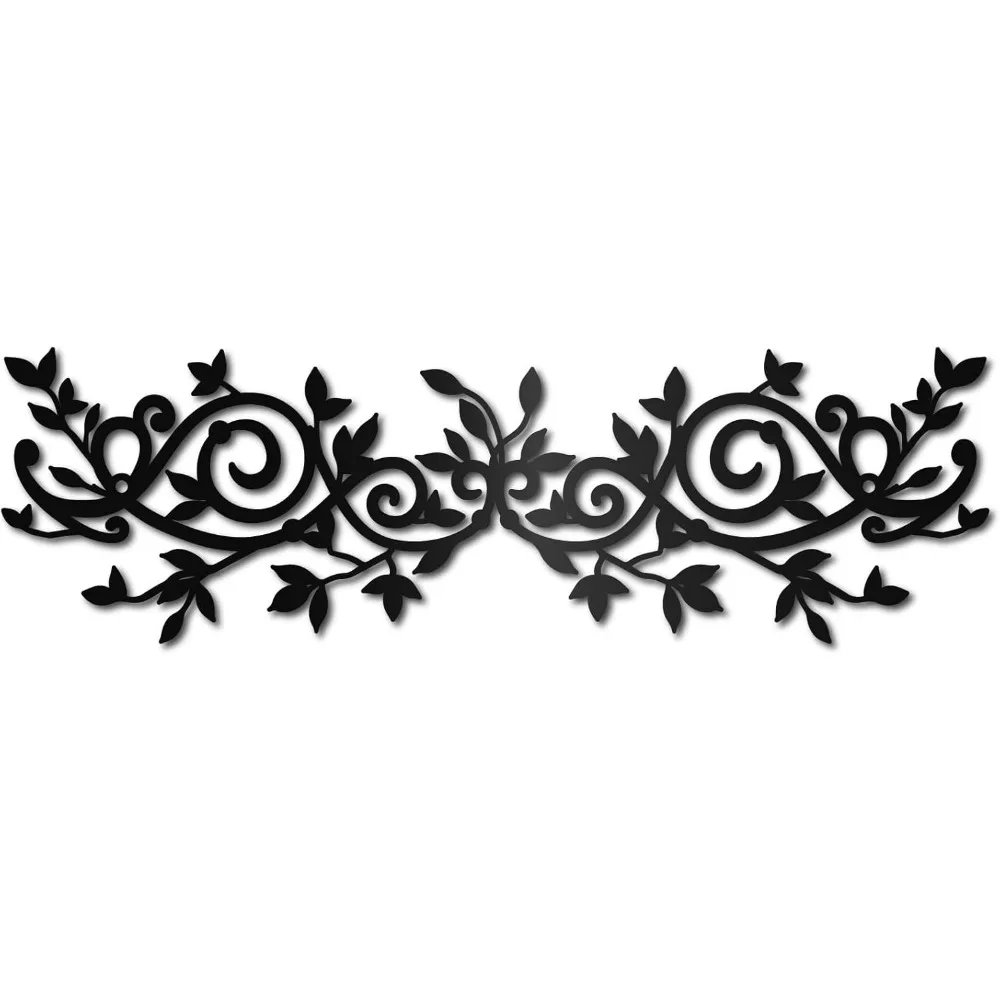 Metal Tree Leaf Wall Decor Vine Olive Branch Wall Art Black Leaf Wrought Iron Scroll Sculptures Wall Art Decor making kit