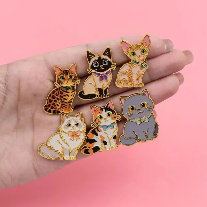 Cartoon Cat Enamel Pins Fashion Wearable Accessory Lapel Badge for Backpack Clothes Birthday Gift for Cat Lovers