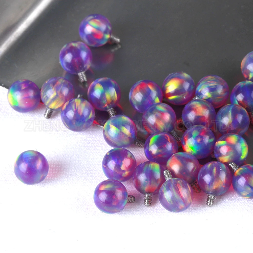 

Screw in Piercing Woman Jewelry Synthetic Jelly Opal Purple Beads Ear Lip Piercing OP541-OP550