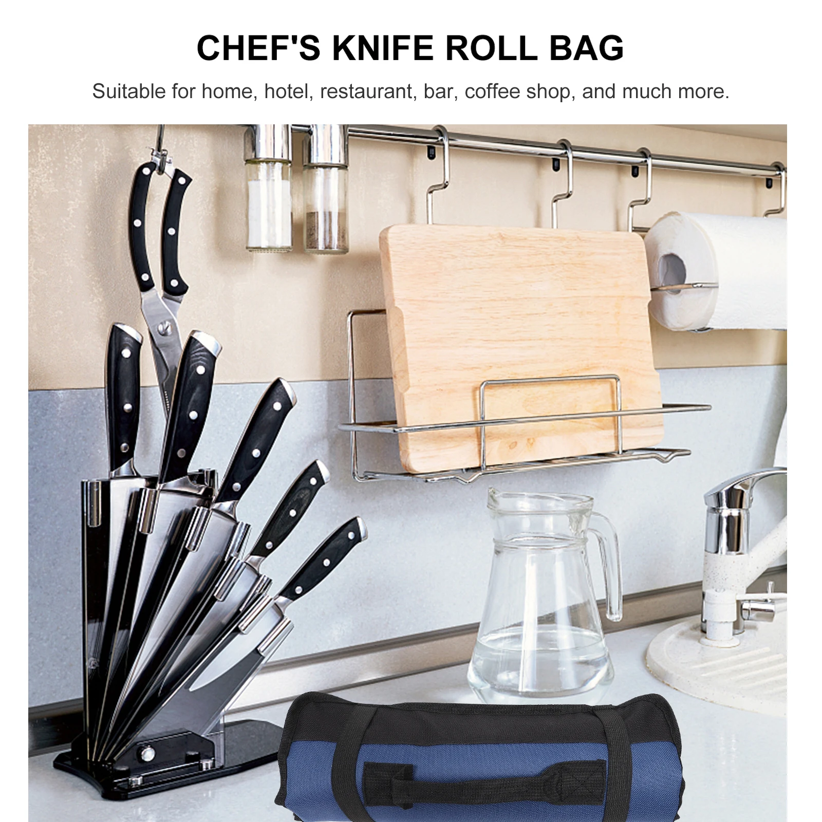 

1Pcs Chef Roll Bag 22 Slots Large Capacity Knife Holder Portable Cutlery Storage Organizer for Restaurant Chef Roll Bag