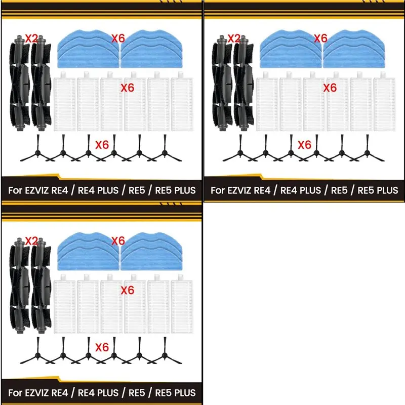 

Комплект аксессуаров AC39-60PCS для пылесосов EZVIZ RE4 / RE4 PLUS / RE5 / RE5 PLUS: роликовые и боковые щетки, фильтры, салфетки для влажной уборки.