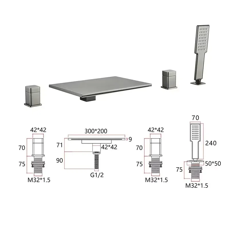 for Fashion Vertical Bathtub Faucet Set with Waterfall Spout Hot and Cold Control Bathroom Sink Mixer Tap