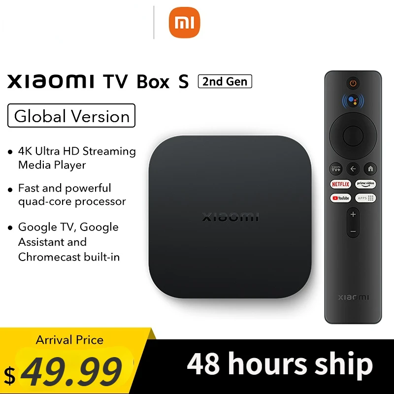 Global Version Original Xiaomi Mi TV Box S(2nd Gen) 4K Ultra HD BT5.2 2GB 8GB Google TV Google Assistant Smart TV Box