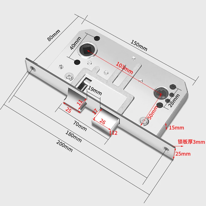 304 Stainless Steel Fireproof Door Lock Complete Set Of Fire Safety  Passage Door Core Escape Sliding Door Lock Handle