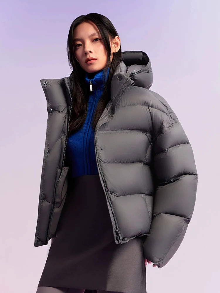 Winter Waterproof White Duck Down Outwears Women Puff Fluffy Hooded Short Down Jacket Female Warm Thick Loose Zipper Down Jacket