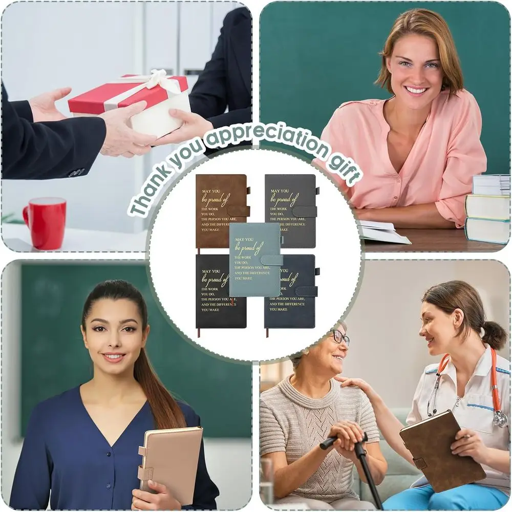 Set of 20 Premium A5 Leather Notebooks - Proud Work Journals for Team, Teachers, and Volunteers: Bulk Thank You Gifts