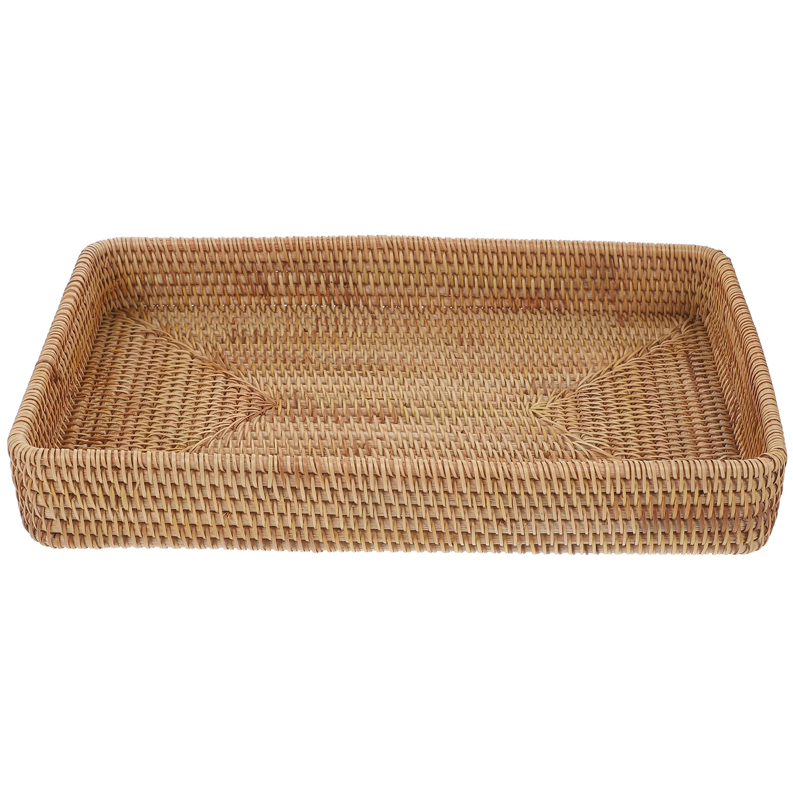 

Rattan Tray Woven Storage Organizer Rectangular Wood Trays Decorative Hand Woven Large Size Snack Bohemian Home Rattan Plate