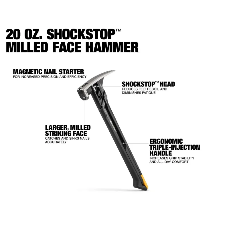 ToughBuilt TB-H1-1SBR-S20X TB-H1-1SBR-S24X 20 OZ/24 OZ.. ShockStop Steel Rip Hammer Milled Face Hand Tools Accessories