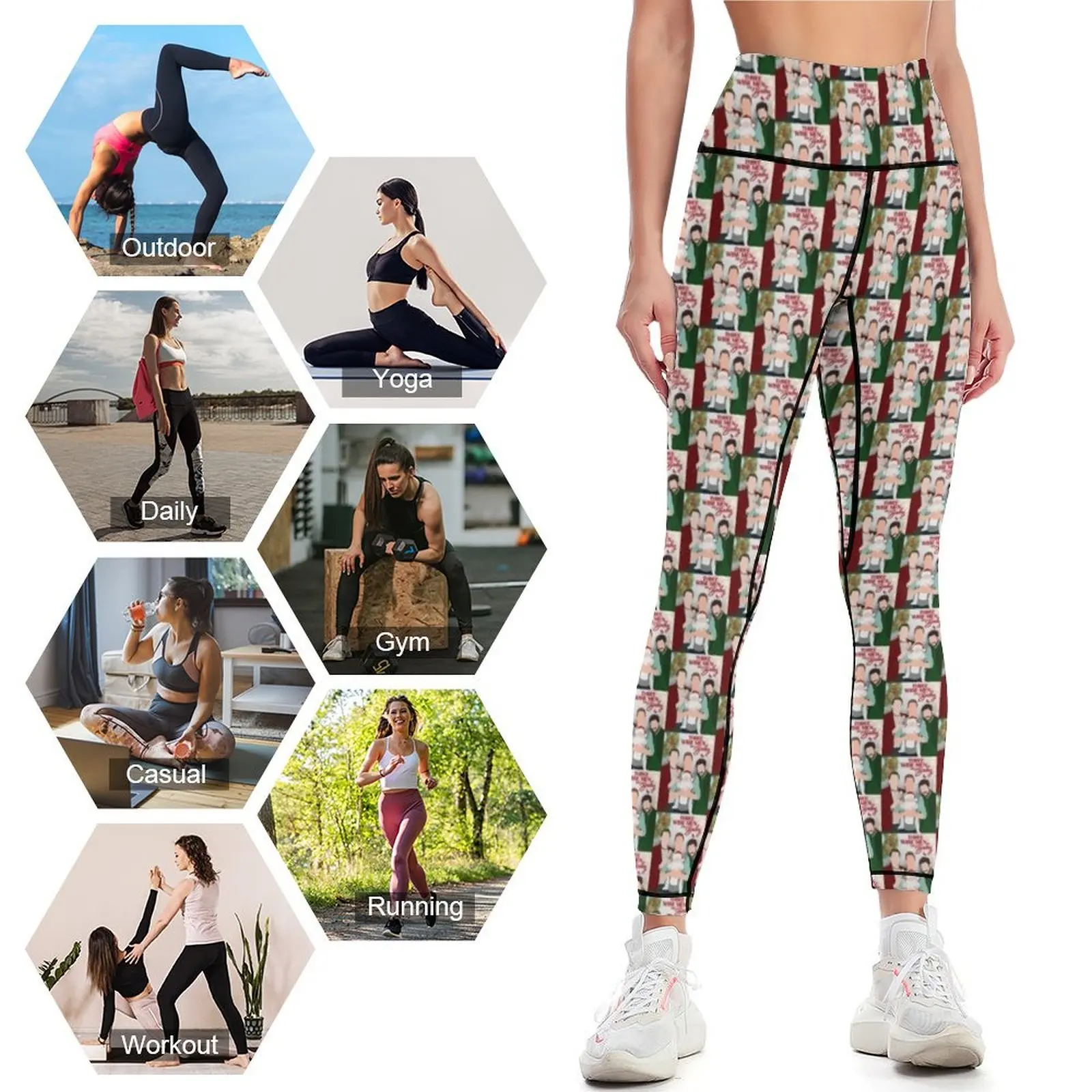 Leggings deportivos de tres sabios para hombre y mujer, pantalones bombachos de fitness con realce