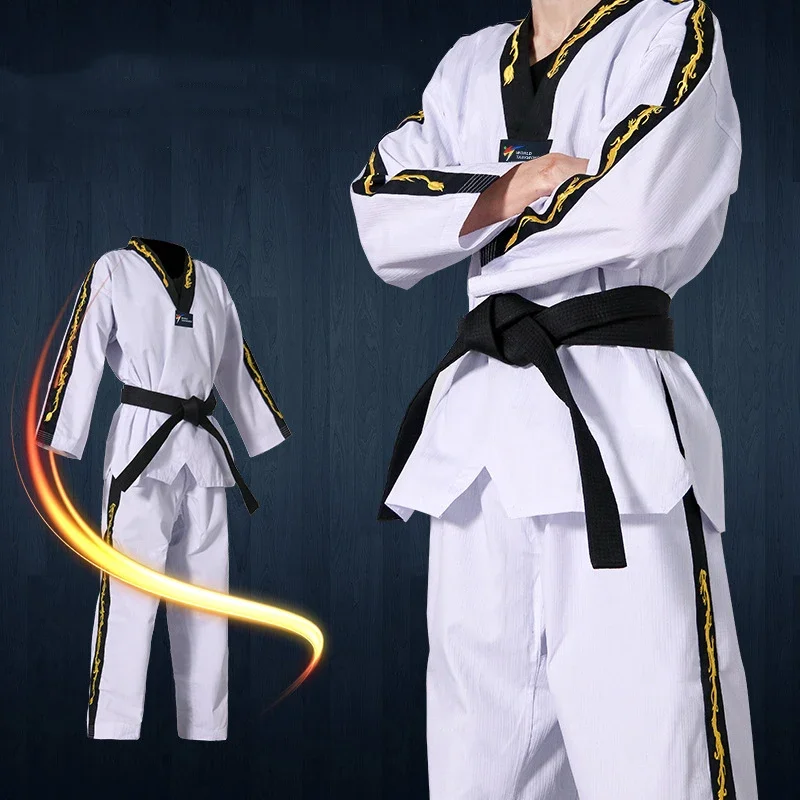 Korea Taekwondo Uniform V-Neck Dobok  Uniforms Tae Kwon Do MMA Martial Arts Karate Dragon 60% Cotten 40% Polyester Breathable