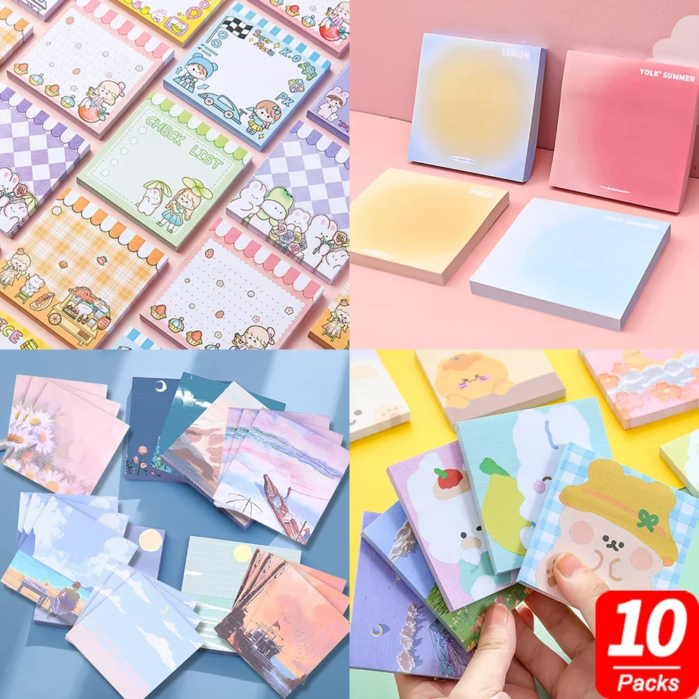 cute kawaii sticky notes memo pad post notepad papelaria escolar guia indice lista de verificacao lista de compras agenda 3d coisa 10 conjuntos 01