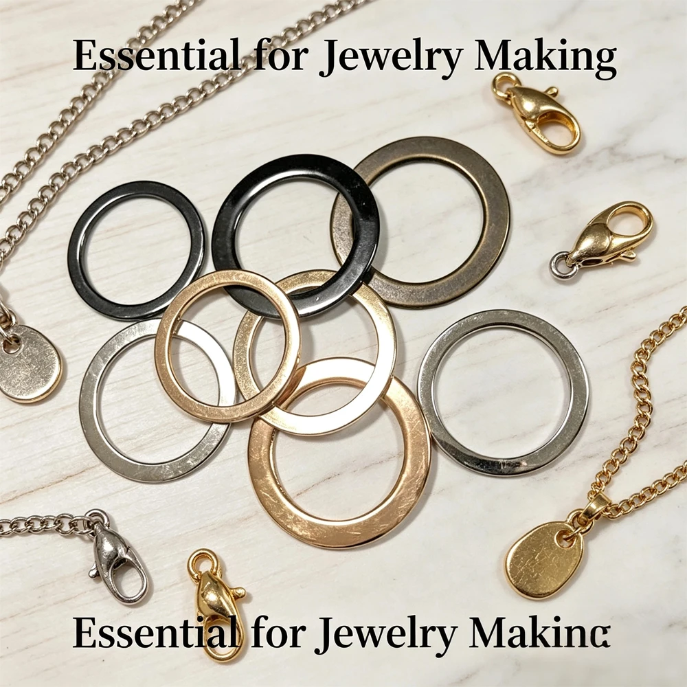 30Pcs Zinc Alloy Flat O‑Rings Multi‑Color Metal Spacer Washer for Bag Hardware & Leather Craft DIY