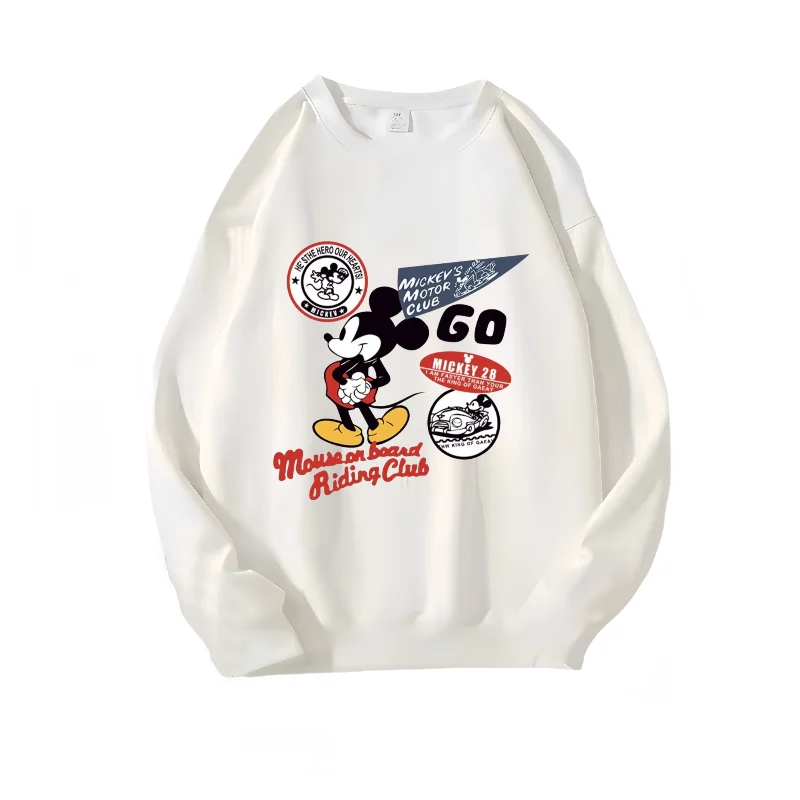 Disney Mickey Mouse Sweatshirt Man Woman Cartoon Cotton Printed Long Sleeves Y2K Fashion Outdoor Loose Round Neck Sweatshirt