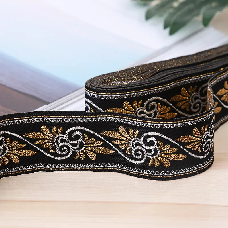 8Yards 30mm 1-1/4\'\' Vintage Ethnic Embroidery Boho Lace Trim DIY Geometric Jacquard Woven Ribbon Clothes Bag Accessories Fabric