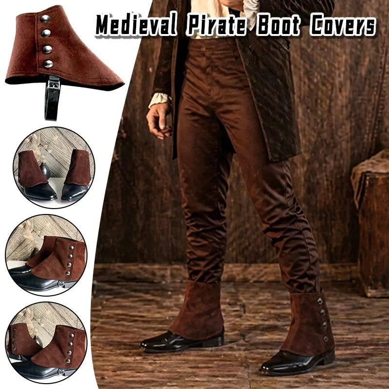 1Pair Medieval Pirate Boot Covers Women Men Pirate Costume Accessories for Party Halloween Photo Props Shoes Cover Fancy Decor