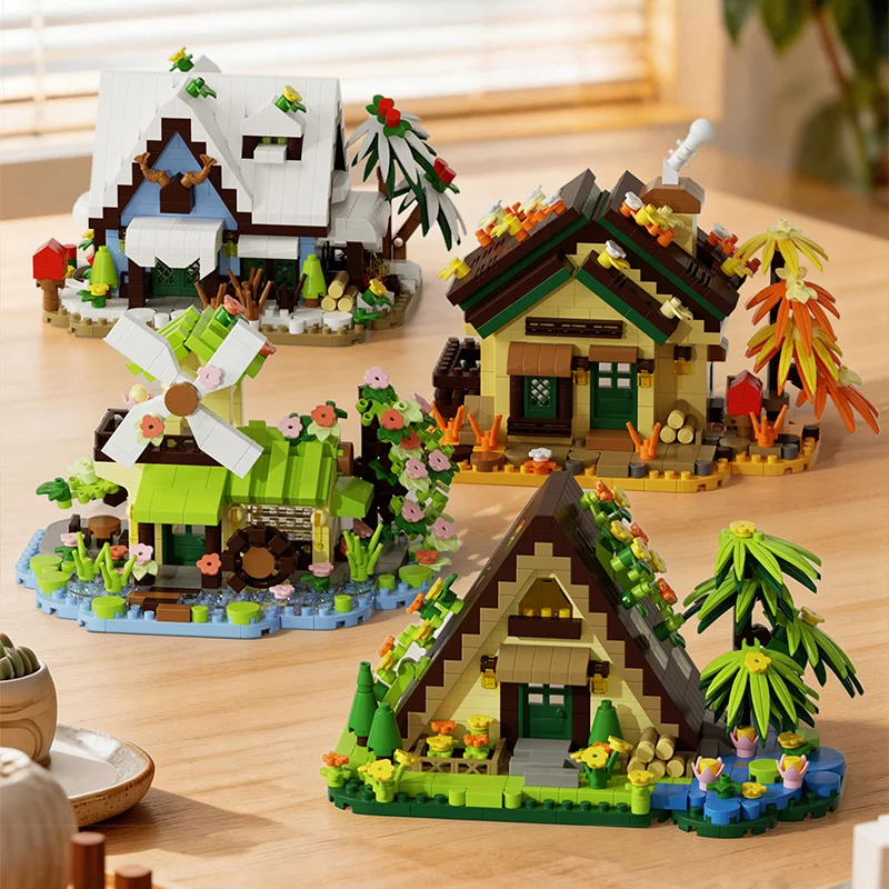 

Конструктор «Сказочный домик»: Всесезонный коттедж из кирпичиков, 3D-пазл, игрушка-конструктор для детей, подарок на день рождения для девочек, декор