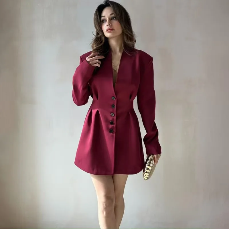

2025 blazer new temperament women's solid color long-sleeved jacket Z367