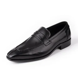 Brand Loafers Men Cowhide Leather Shoes Fashion Handmade Business Dress New Arrival Elegant Office Formal Suits Matches Man Shoe