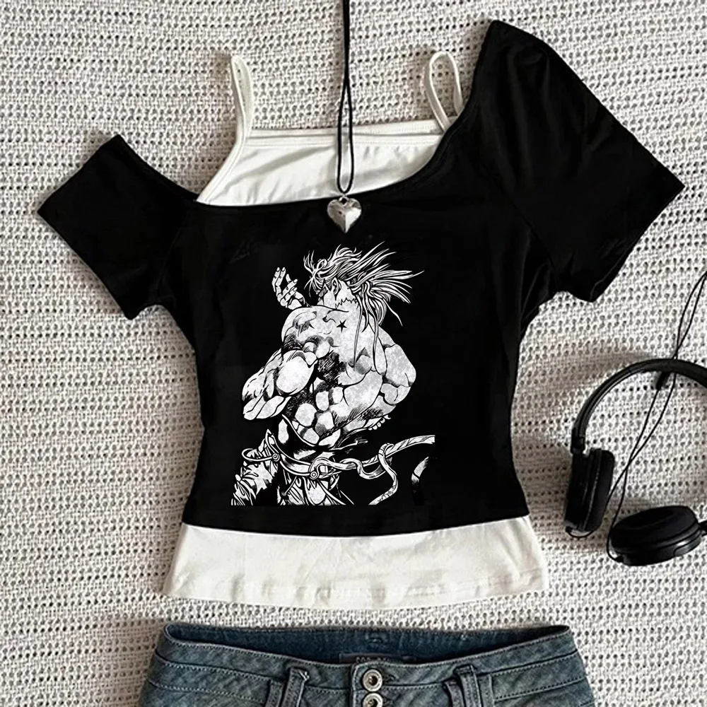 Jojo Bizarre Adventure Crop-Top für Teenager, Ausverkauf, Party, Emo, Kawaii, T-Shirt, 2000er, japanische Party, Goth-Scene – Detail 10