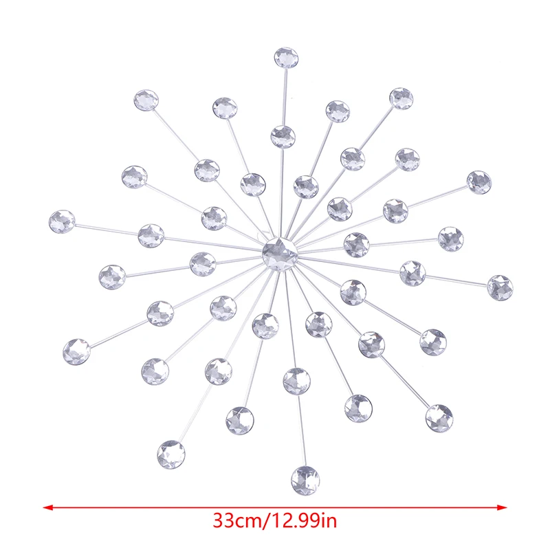 1Pc Silver Metal Jeweled Wall Art Bling Crystal Sun Burst Rhinestone Wall Hanging Diamond Accents For Bedroom Living Room