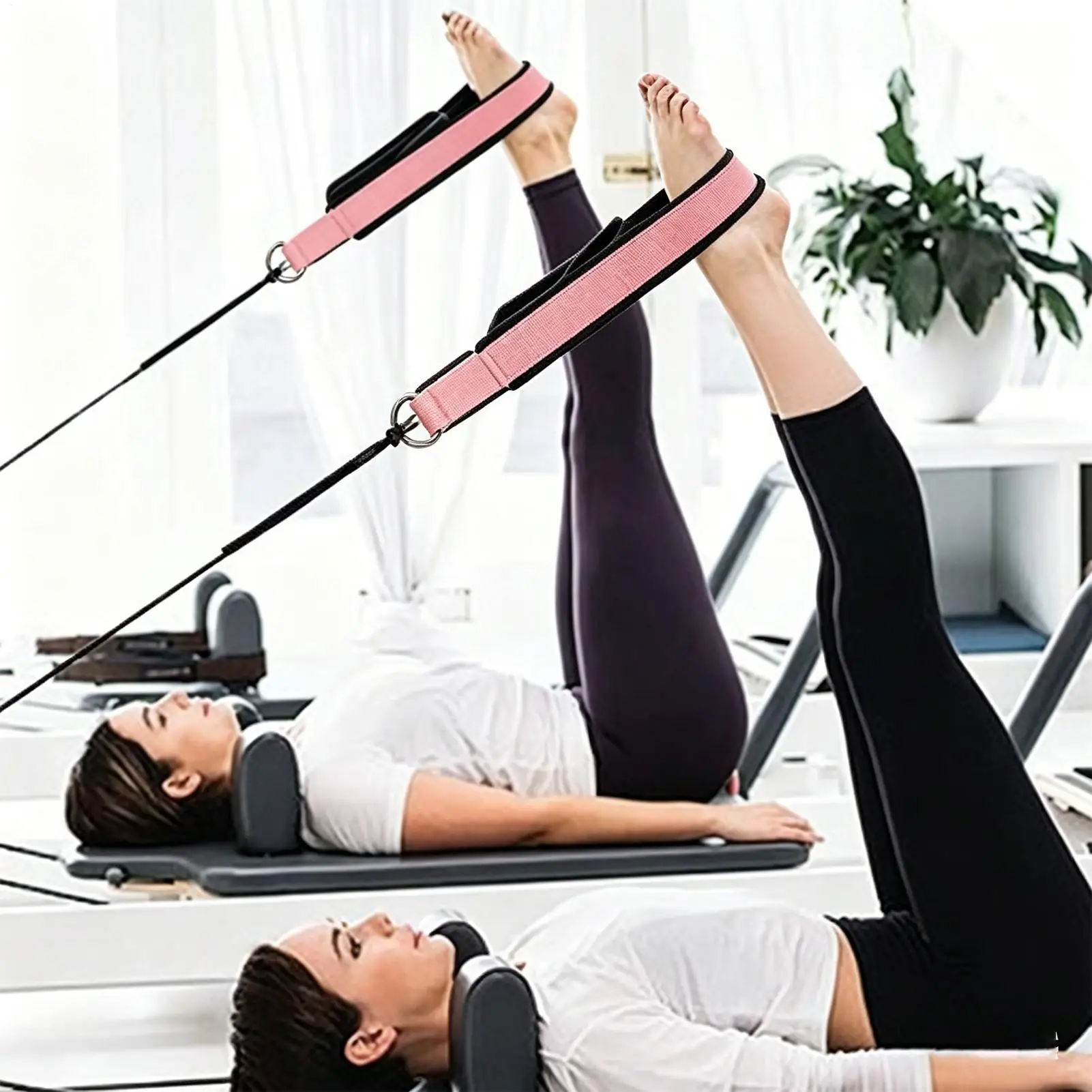 

Ремни для пилатеса для реформера, 2 штуки, с двойными кольцами, тренажер для пилатеса, ручки для реформера для домашних тренировок, спортзала, студии йоги