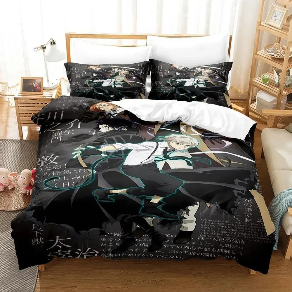 Fashion Bungou Stray Dogs S4 Bedding Set Cartoon Anime three-piece set Adult Kid Bedroom Duvet cover Sets 3D print Kawaii Anime