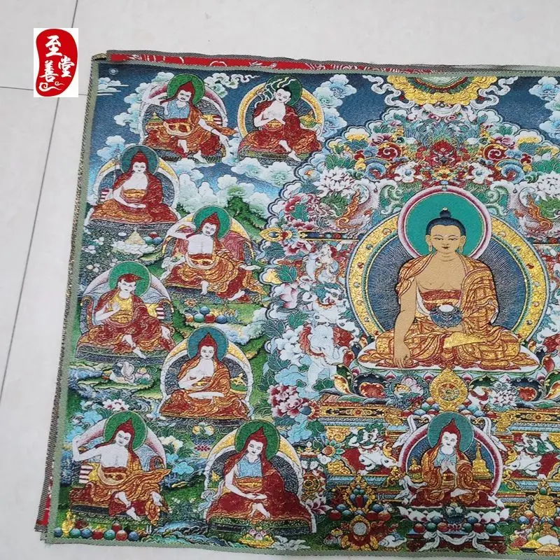 Tibet Tibetan Cloth Silk Many buddhists worship gautama buddha Thangka Tangka Embroidery Painting Embroidery Hanging Pictures