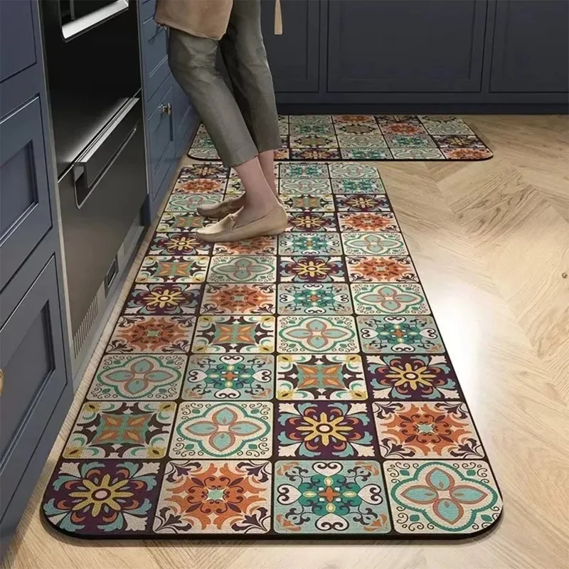 

Kitchen Diatom Mud Carpet Corridor Entrance Absorbent Door Mats No-wash Oil-absorbing Easy-care PVC Area Rug Alfombra De Cocina