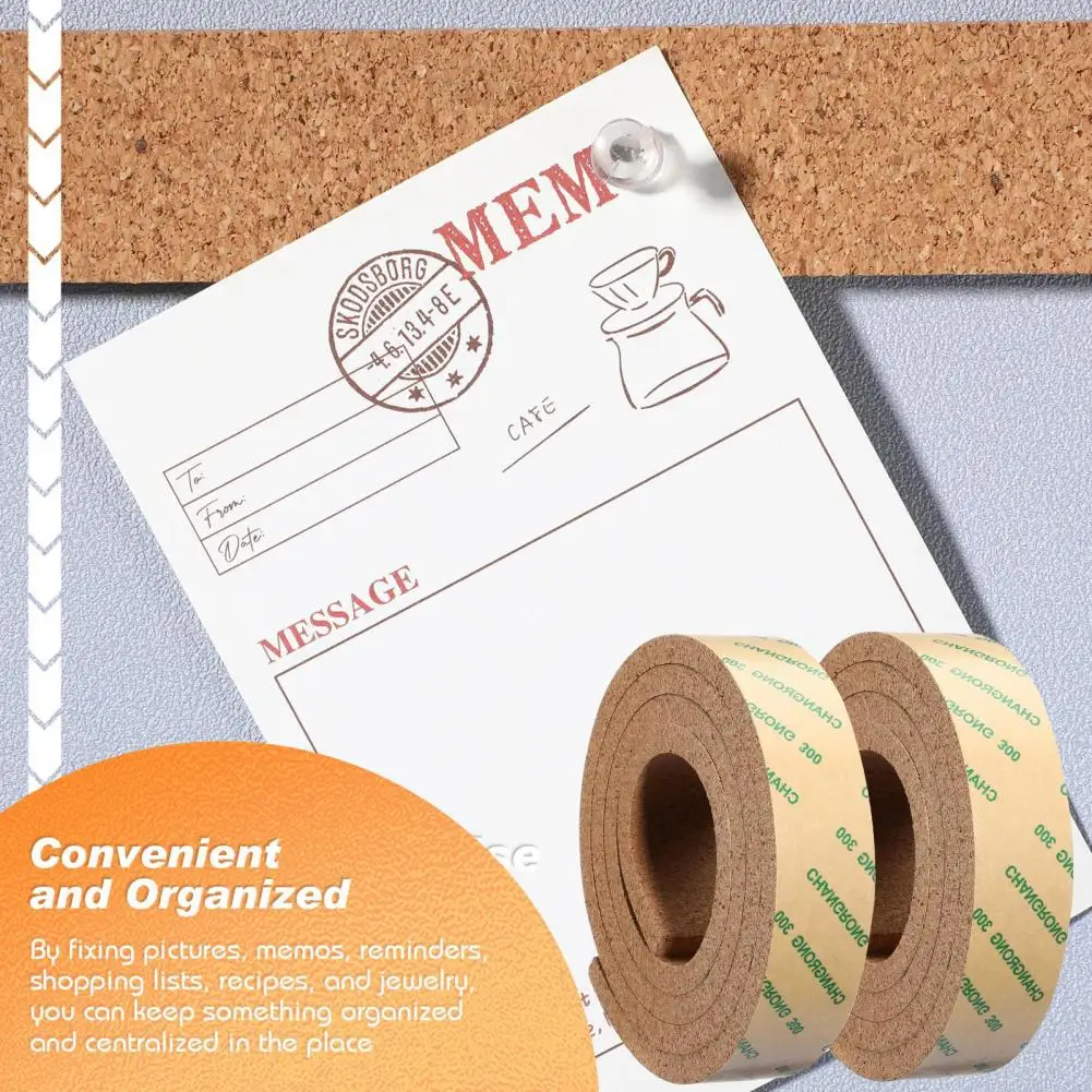 Tira de corcho autoadhesiva, tira de tablero de corcho, tiras de tablón de anuncios de corcho versátiles para oficina, aula, decoración del hogar, autoadhesivas