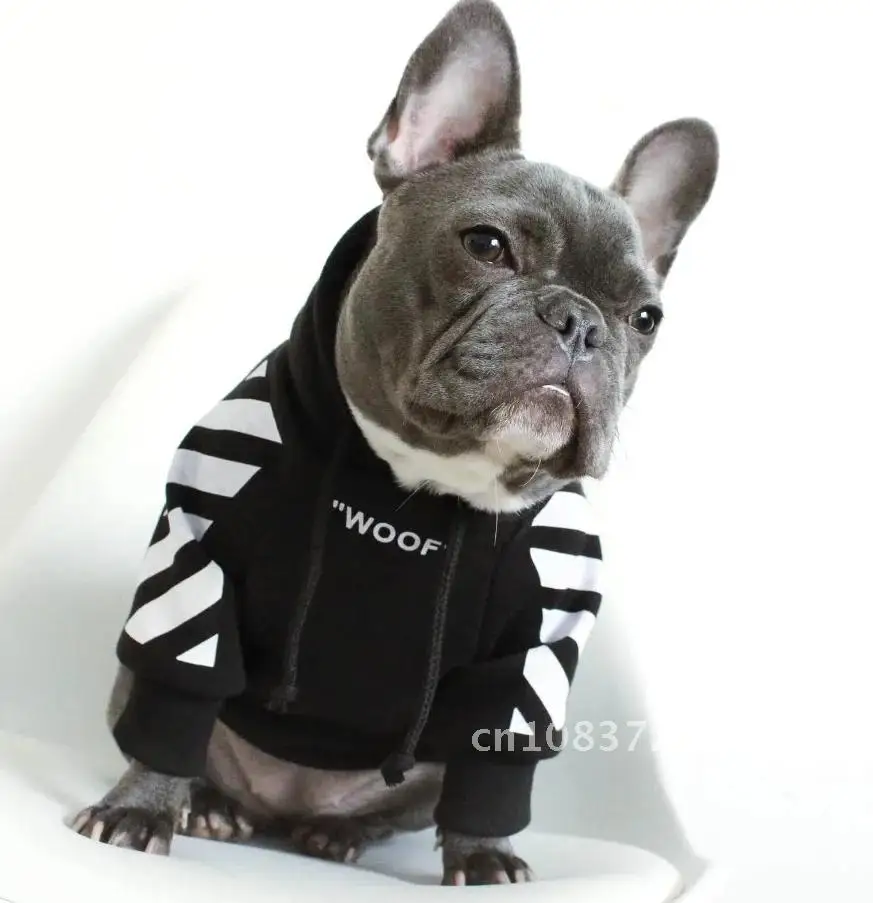 Winter Autumn Warm Pet Sweatshirts Fleece Lining Dog Hoodies S-2XL French Bull Dog Clothing