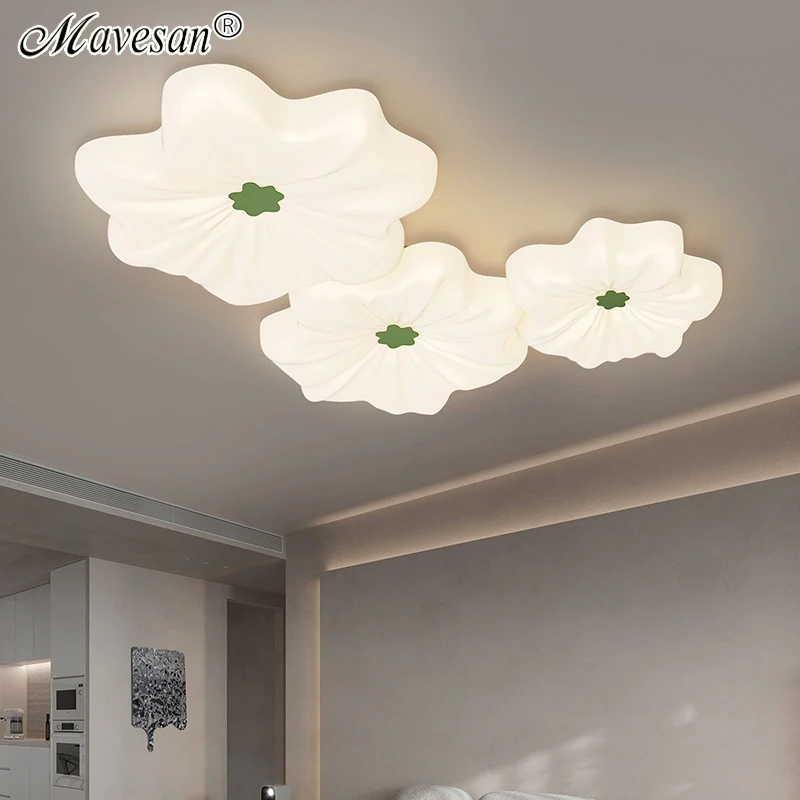 

Living Room Led Ceiling Chandelier 2023 New Petal Cream Style Hall Bedroom Study Light Modern Nordic Home Lighting Fixture