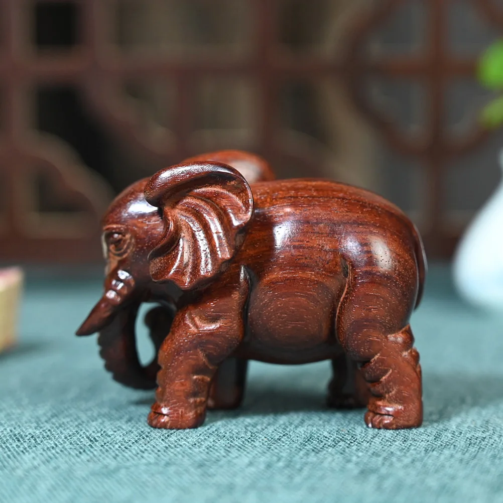 

Wood Carving Decoration Figurine Small Statues Home Craft Elephant Statue Miniature Desk Function Creative Gift