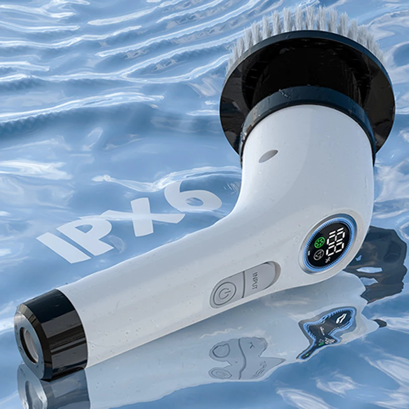 Electric Spin Scrubber Shower Scrubber Cordless Cleaning Brush With 7 Replaceable Brush Heads And Squeegee Adjustable Extension