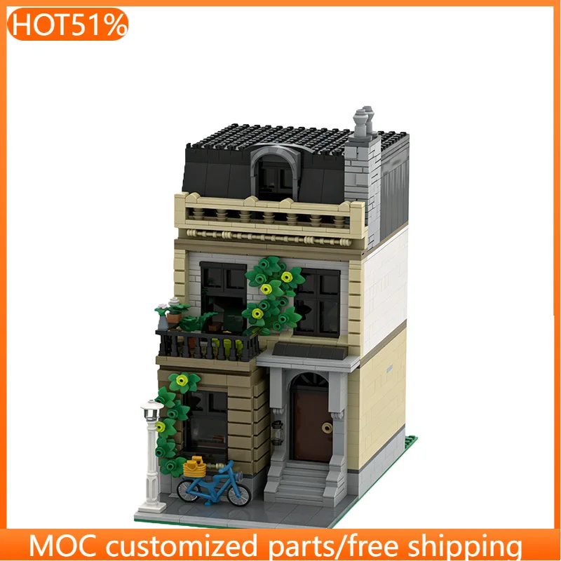 

1297 деталей Модульный конструктор «Таунхаус ботаника» MOC, настраиваемая модель из модульных блоков, игрушка-конструктор для мальчиков, подарок