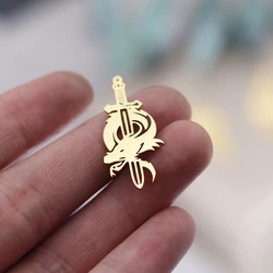 3pcs Punk Chinese Dragon Cross Sword Charms DIY Jewelry Stainless Steel Pendant for Jewelry Making Earrings Necklace Materials