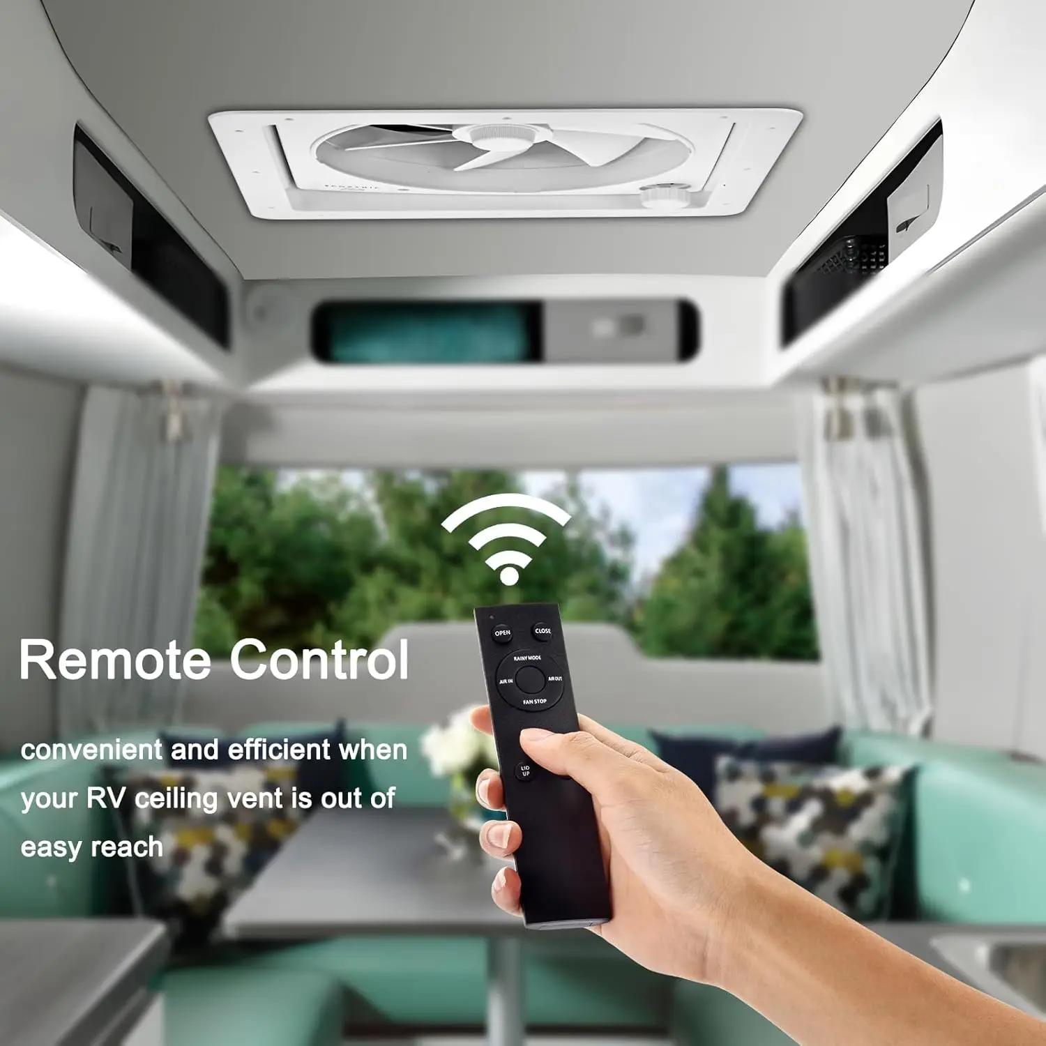 14" Electric RV Vent Fan with Remote, Reversible Camper Roof Vents for Motorhomes, 4-Speed RV Ventilation Fans with Rain Sensor