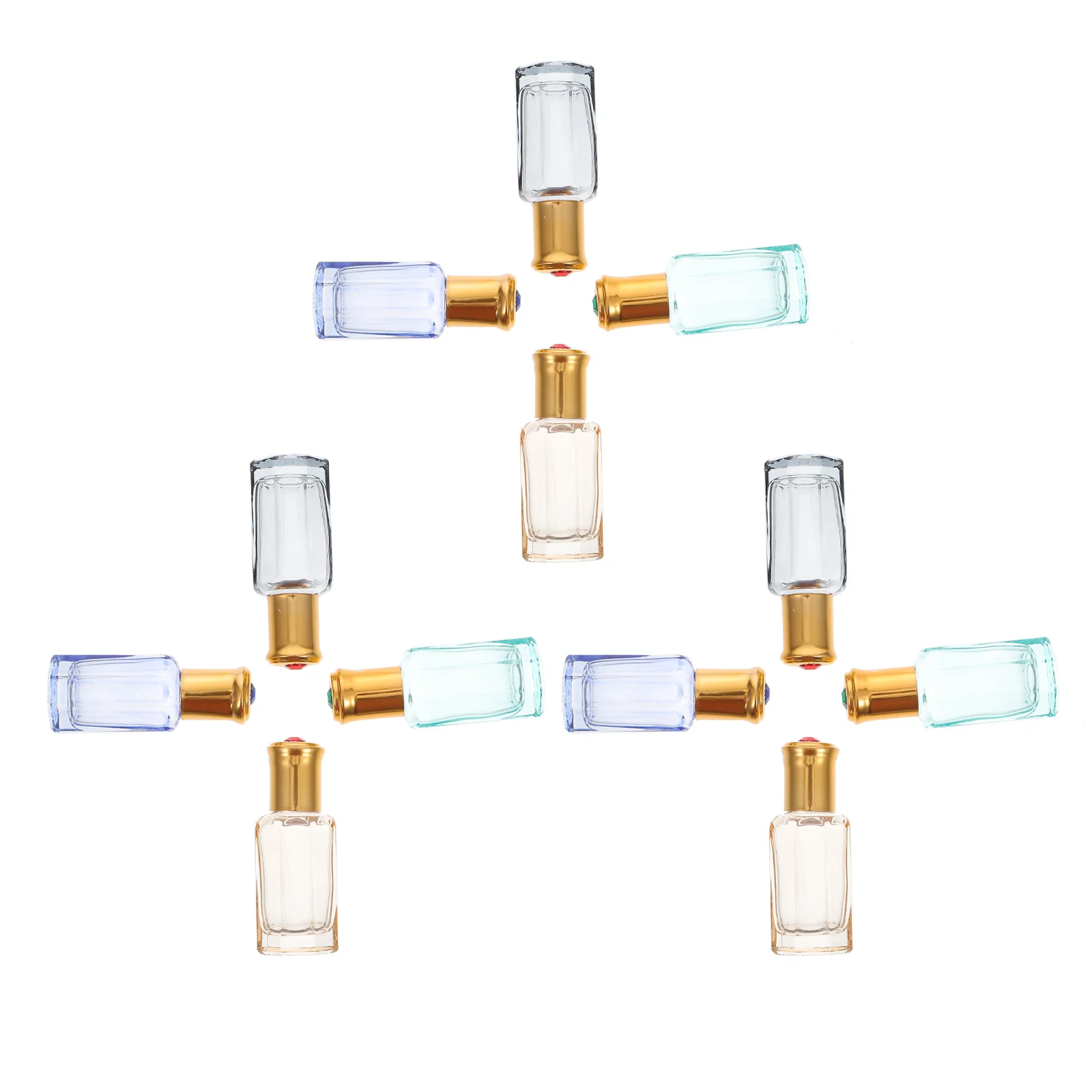 

12Pcs Mini Roller Bottles Leakproof Essential Oil Bottle Set for Aromatherapy Sub Container Portable Perfume Glass