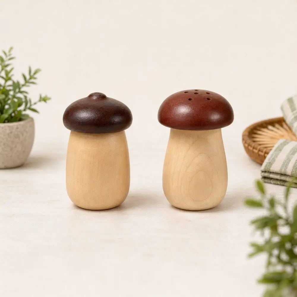 Natural Wood Toothpick Holder Nordic Acorn Mushroom Organizer Minimalist Cotton Swab Storage Box Kitchen Supplies