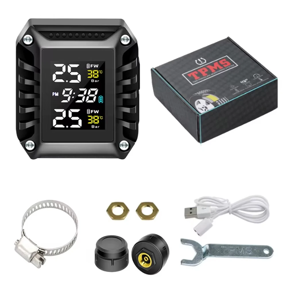 Motorrad Reifendrucksensoren Moto TMPS Reifendrucküberwachungssystem 2-Rad-Reifen Externer Sensor für Motorrad Fahrrad