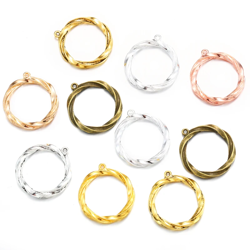 10pcs 6Color Twisted rope ring Charm For Earrings necklaces Pendants DIY Handmade Jewelry Accessories Making B204